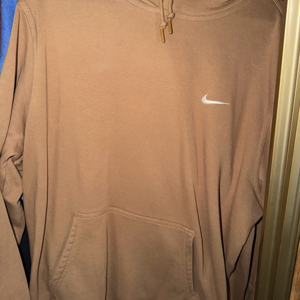 Nike Brown Pullover Hoodie with White Swoosh